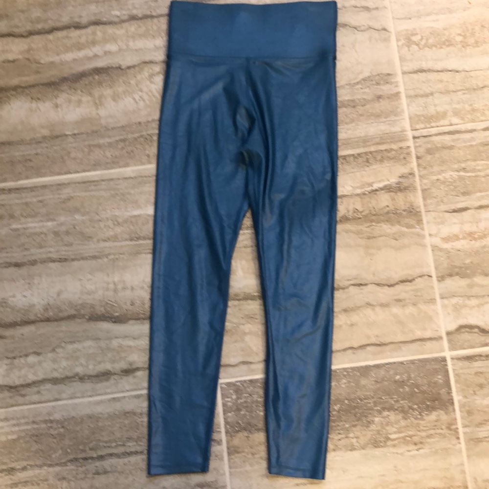 Carbon38 Metallic Leggings Takura Shine Blue Size XS